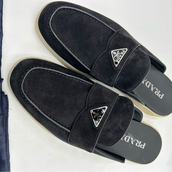 Men’s Prada triangle logo Saint Tropez slip on loafers size 9, made in Italy - Picture 9 of 9